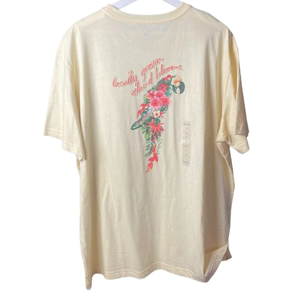 NEW Caribbean Men's  Light  Coral Locally Grown Island Blooms T-Shirt Size XL - Picture 2 of 9